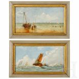 A pair of paintings with maritime motives, German or Dutch, 19th centuryÖl auf Holz. Querformatige