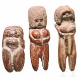 Three Ecuadorian female Valdivia figures, circa 2500 – 2000 B.C.Three small female terracotta