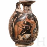 Imitation of an Askos with red figure satyr sceneRed-figured Askos in the style of Apulian ceramics.