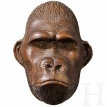 A probably German signed sculpture of a mountain gorilla’s head, circa 1910/20Naturalistically