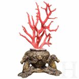 A superb Italian red coral in a bronze vase in Renaissance style, 19th centuryBronze bottom side