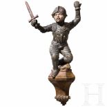 A South German knight figure, 17th/18th centurySeltene, einteilig geschnitzte und bemalte