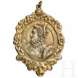 A silver gilded English badge with the portrait of Elisabeth I, 17th/18th centuryGilded silver. Most