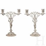 A pair of Viennese silver candelabras, circa 1870Zweiflammige Leuchter aus Silber mit fein