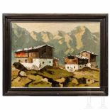 Georg Arnold-Graboné, "Tyrolean farm houses in the mountains"Öl auf Leinwand. In pastoser