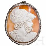 An unusually large Italian classical cameo with a relief of Menelaus, 19th centuryThe large, oval