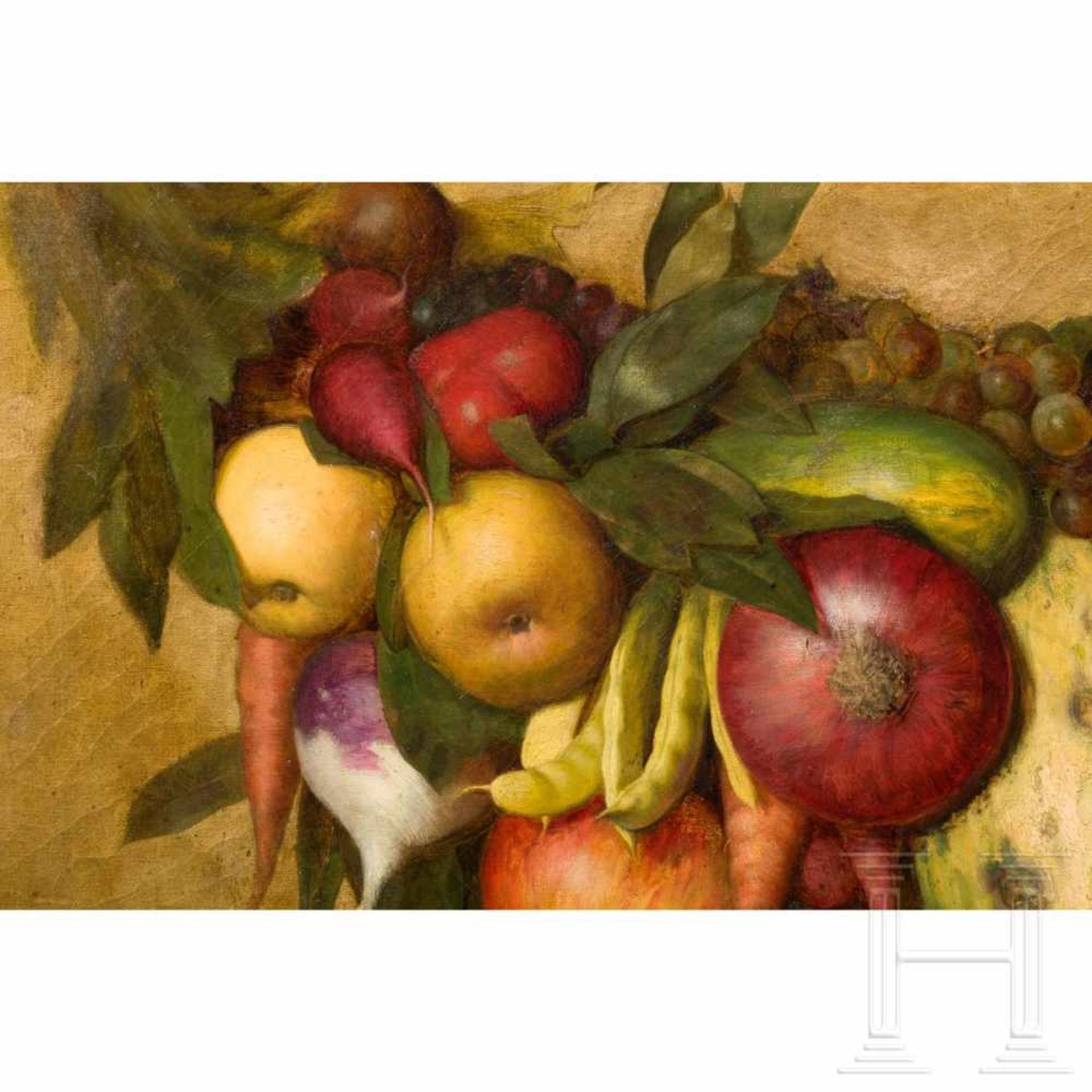 An Italian still-life with fruits, 19th centuryOil on canvas on golden background. Unsigned. - Bild 2 aus 4