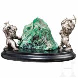A German paperweight with chunk of copper-ore and silver miners, circa 1860/70Natürlicher Brocken