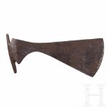 A Viking battle axe head, 9th – 11th centuryAn iron battle axe head with rounded cutting edge. Shank