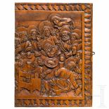 A German Gothic carving showing the Last Supper, circa 1470Rechteckige Platte aus Walnussholz mit