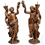 A large pair of Italian figural candlesticks, first half of the 18th centuryVollplastisch