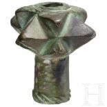 A German mace head, 13th/14th centuryBronze with dark green patina. All-round striking surfaces with