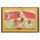 A Hindu miniature painting, India/Pahari (?), Gouache on paper, 19th cent.Gouache auf Papier.