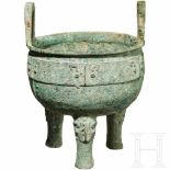 An archaic Chinese tripod vessel (ding), western Zhou dynasty, 10th/9th century B.C.Bronze with a