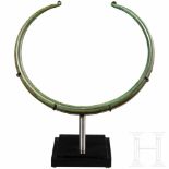 A Central European Bronze Age neck torc, 18th – 16th century B.C.Beautifully shaped bronze neck ring