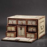 A rare, small and finely engraved North/West Indian "Mughal" cabinet casket, 17th centuryThe free-