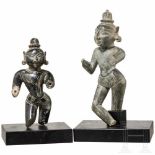 Two figures of Indian divinities, 19th centurySchist and black basalt. Three-dimensionally worked,