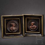 A fine pair of German Mannerist-style reliefs, circa 1600Two round, turned medallions, finely