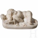 A small southern German Baroque sculpture of a sleeping putto, white Carrara marble, 17th century In