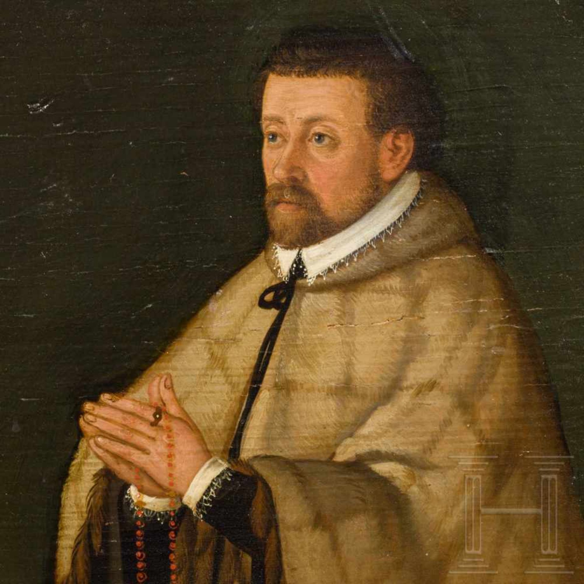 A South German/Swiss donor's portrait of Georg Liebhart von Rauchlessperg, dated 1614Oil on - Bild 4 aus 6