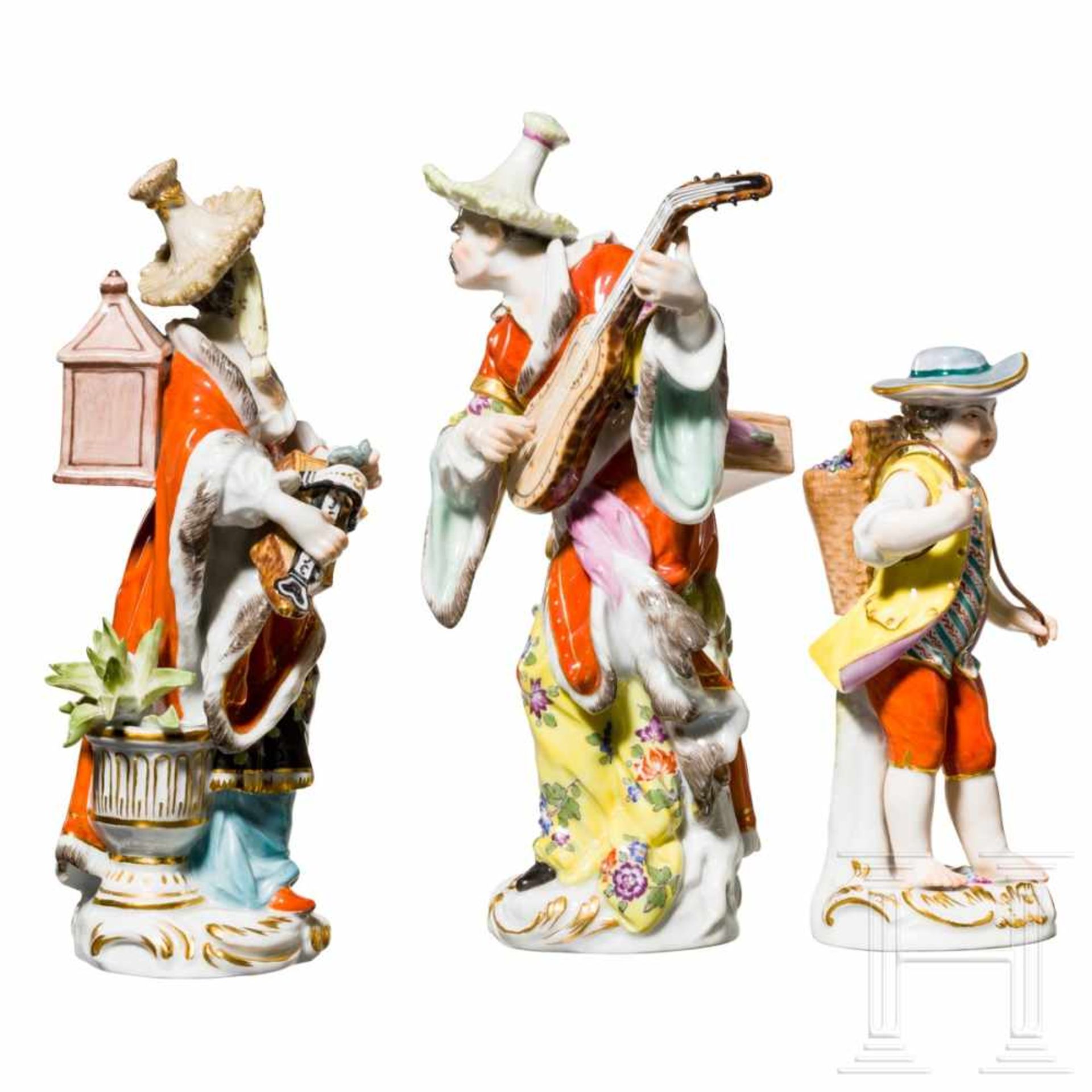 Three figures of the porcelain manufactory Meissen, 20th centuryFarbiges, glasiertes Porzellan, - Bild 2 aus 7