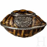 A Dutch-colonial (probably Batavia) Baroque box made of tortoiseshell with silver mounts, 18th