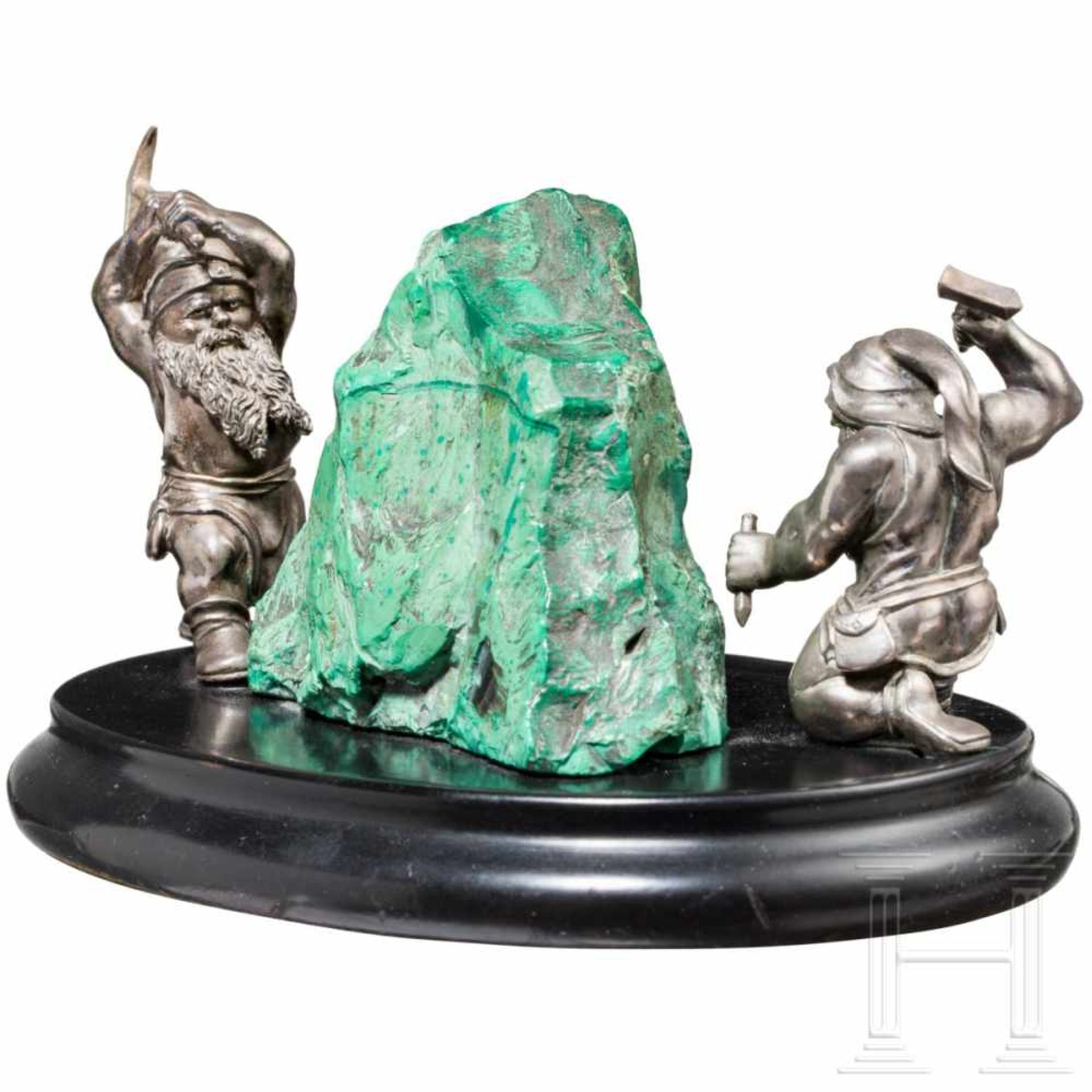 A German paperweight with chunk of copper-ore and silver miners, circa 1860/70Natürlicher Brocken - Bild 2 aus 4