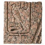 A large Egyptian fragment of a stele with hieroglyphics, 2nd - 1st millenium B.C.Fragment of a red