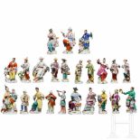 A large set of 23 "Japanese" figurines from the "Foreign nations" series, Meissen, 20th century, the
