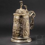 A monumental German vermeil tankard, circa 1900Gilt silver, an illegible hallmark on the hinge of