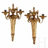 A rare pair of gildet German neoclassical appliqués in papier mâché, circa 1790/1800Two lights. Wood