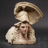 A Lower Italian terracotta antefix with the polychrome-painted head of Athena, 4th – 3rd century B.