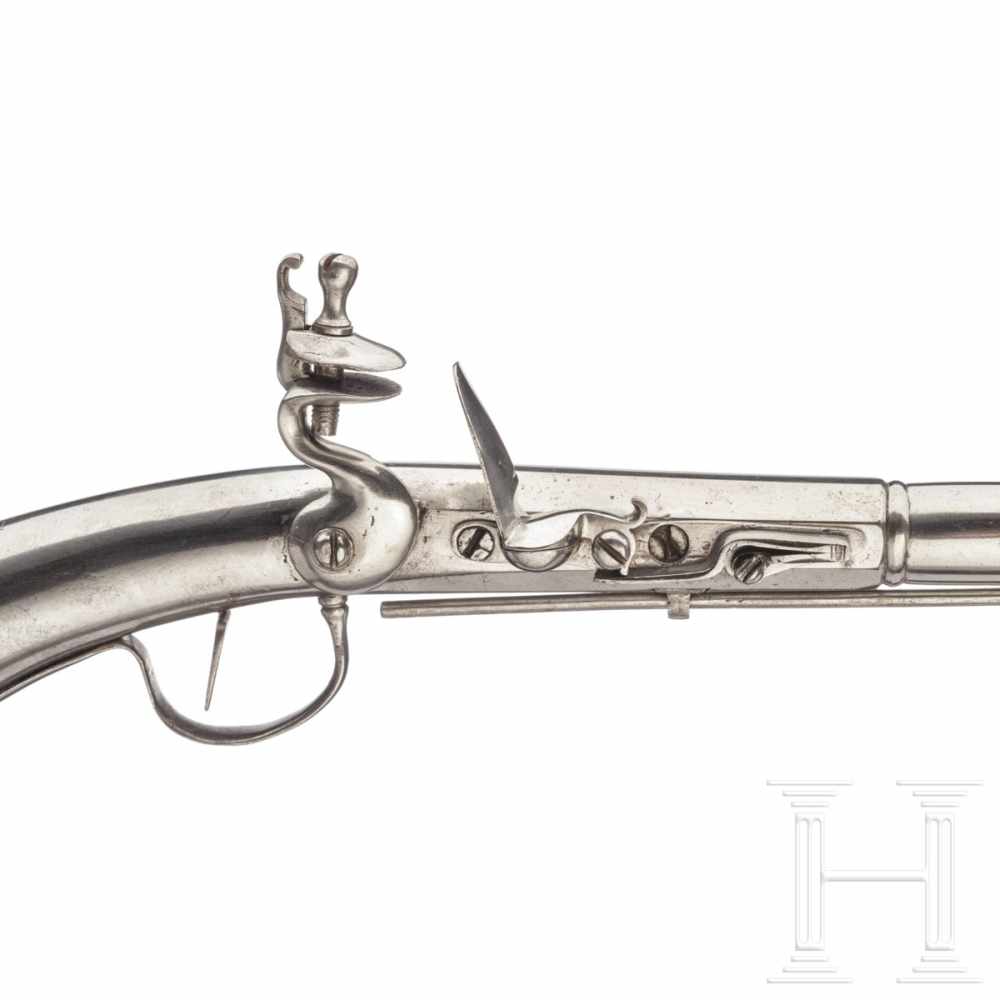 A German or Dutch all-metal flintlock pistol, circa 1640/50Two-stage smooth-bore barrel, octagonal - Image 4 of 7