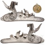 A pair of early percussion locks, probably England, circa 1825A left and a right percussion lock for