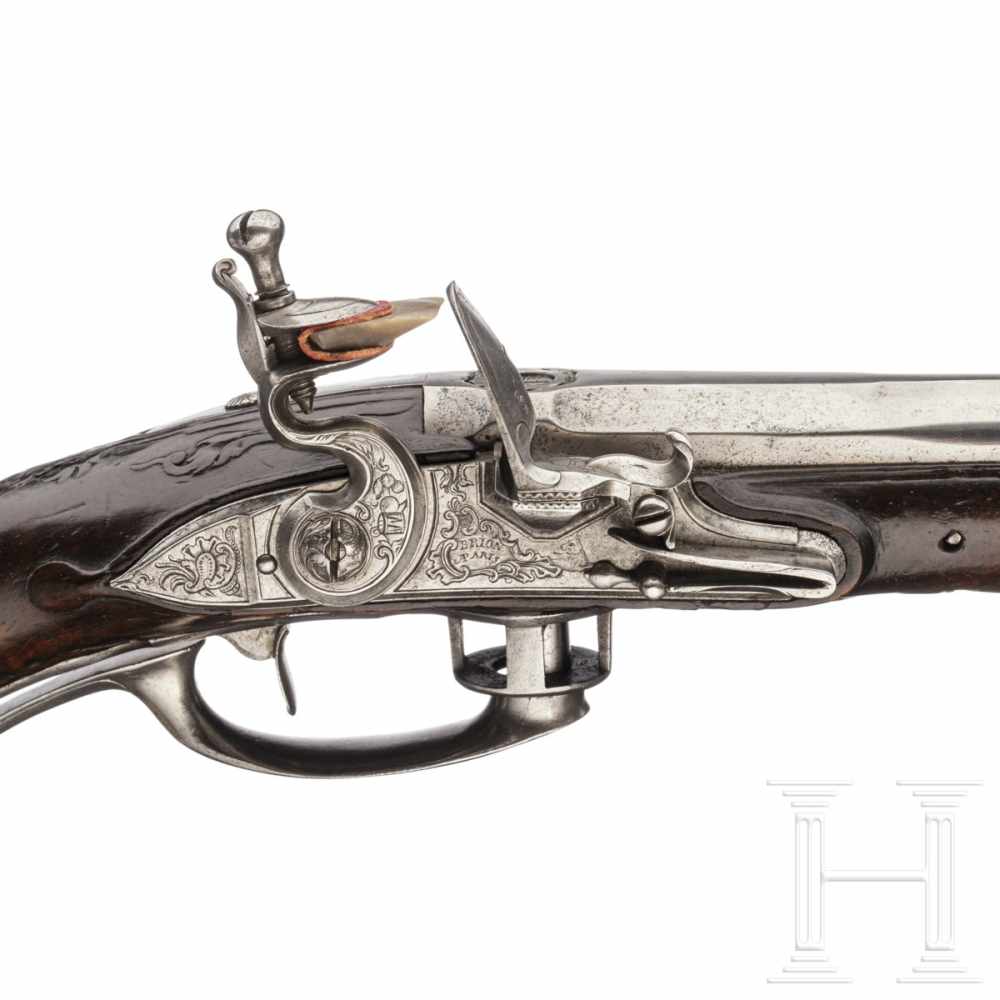 A rare flintlock breechloader pistol, "La Chaumette" system, Brion of Paris, circa 1720/30Two- - Image 4 of 8