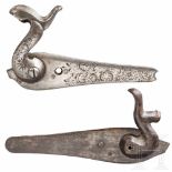 Two different percussion mechanisms for hunting rifles, German, ca. 1860/70An elaborately engraved