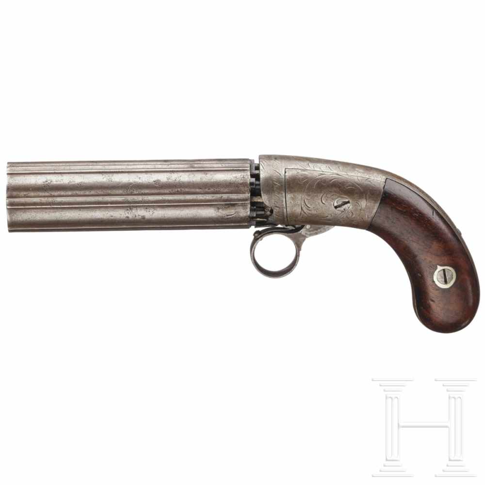 A US American pepperbox revolver, ca. 1850Kal. .29 Blackpowder, Nr. 15, Sechsschüssiges - Image 2 of 2