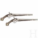 A pair of Ottoman silver mounted flintlock pistols (Kubur), early 19th centuryAchtkantige, in rund