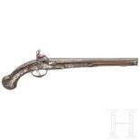 A flintlock pistol, Giovanni Cattaneo in Milan, circa 1700Smooth-bore barrel in 14 mm calibre, the