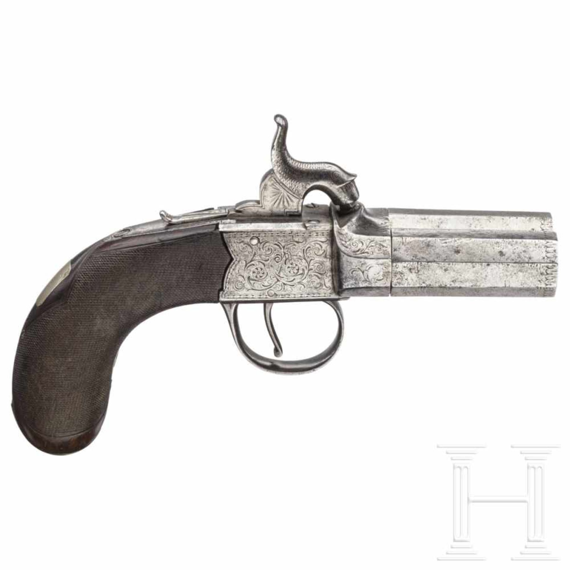 A double-barreled volley pistol by William Powell in Birmingham, circa 1840Kal. .55 Blackpowder,