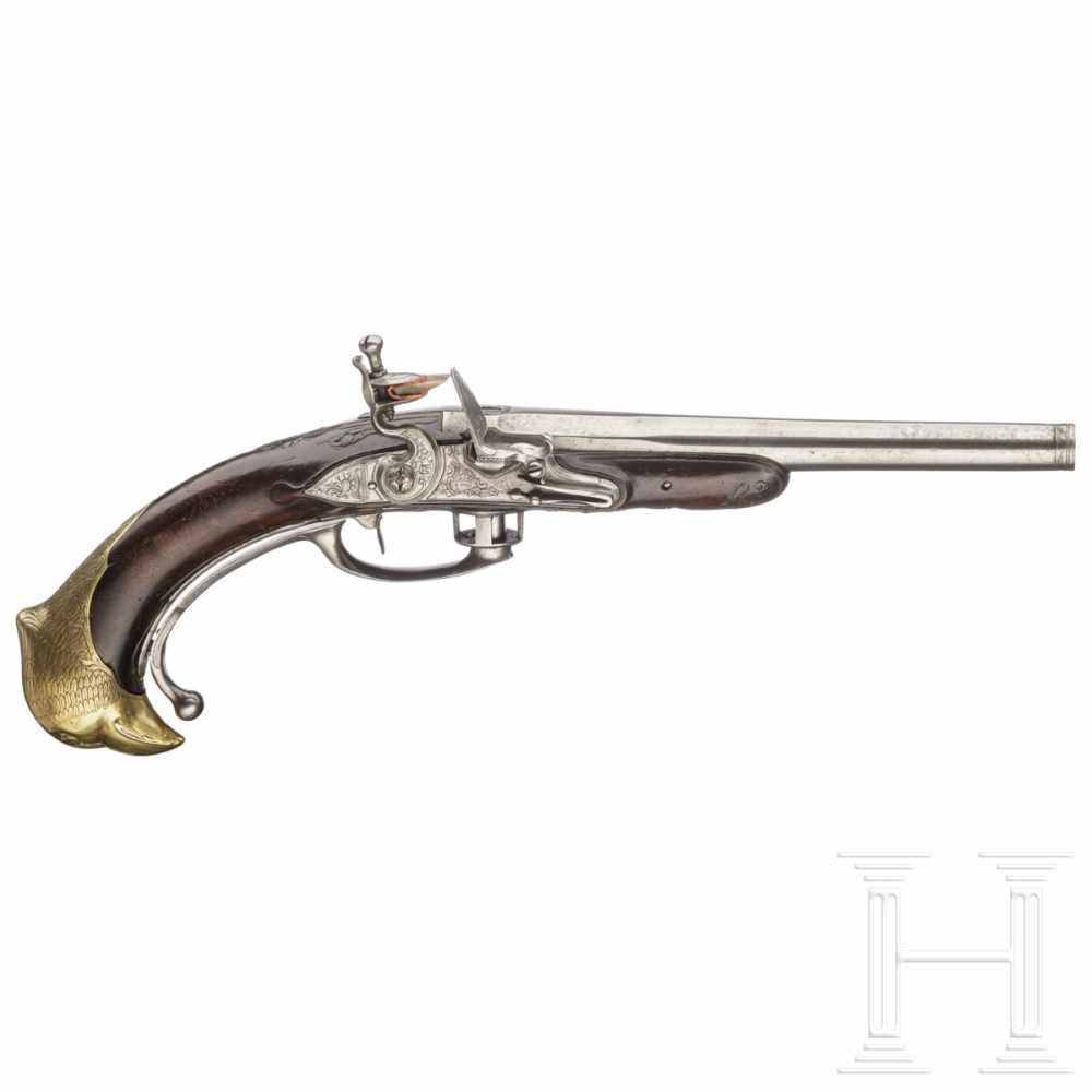 A rare flintlock breechloader pistol, "La Chaumette" system, Brion of Paris, circa 1720/30Two- - Image 2 of 8