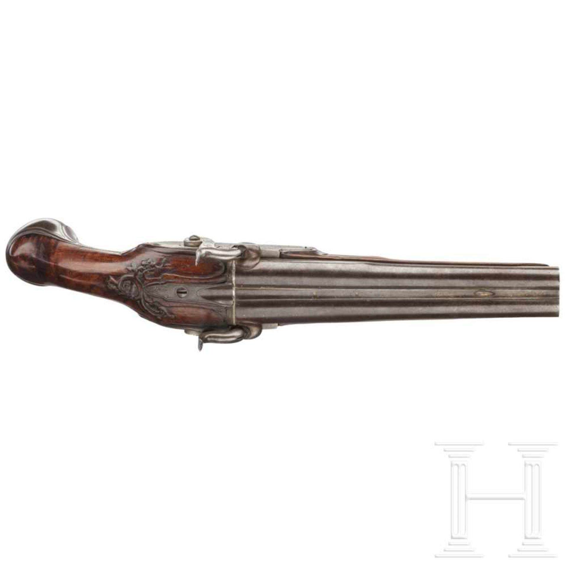 A French double-barrelled percussion pistol, circa 1780Kal. .53 Blackpowder, ohne Nummer, Laufbündel - Bild 3 aus 3