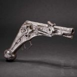 A South German all-metal wheellock pistol, circa 1580The smooth barrel octagonal, turning to round