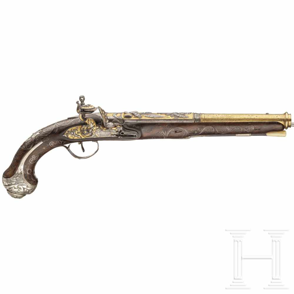 A splendid flintlock pistol for the oriental Market, Vergnes à Marseilles, circa 1820The barrel (