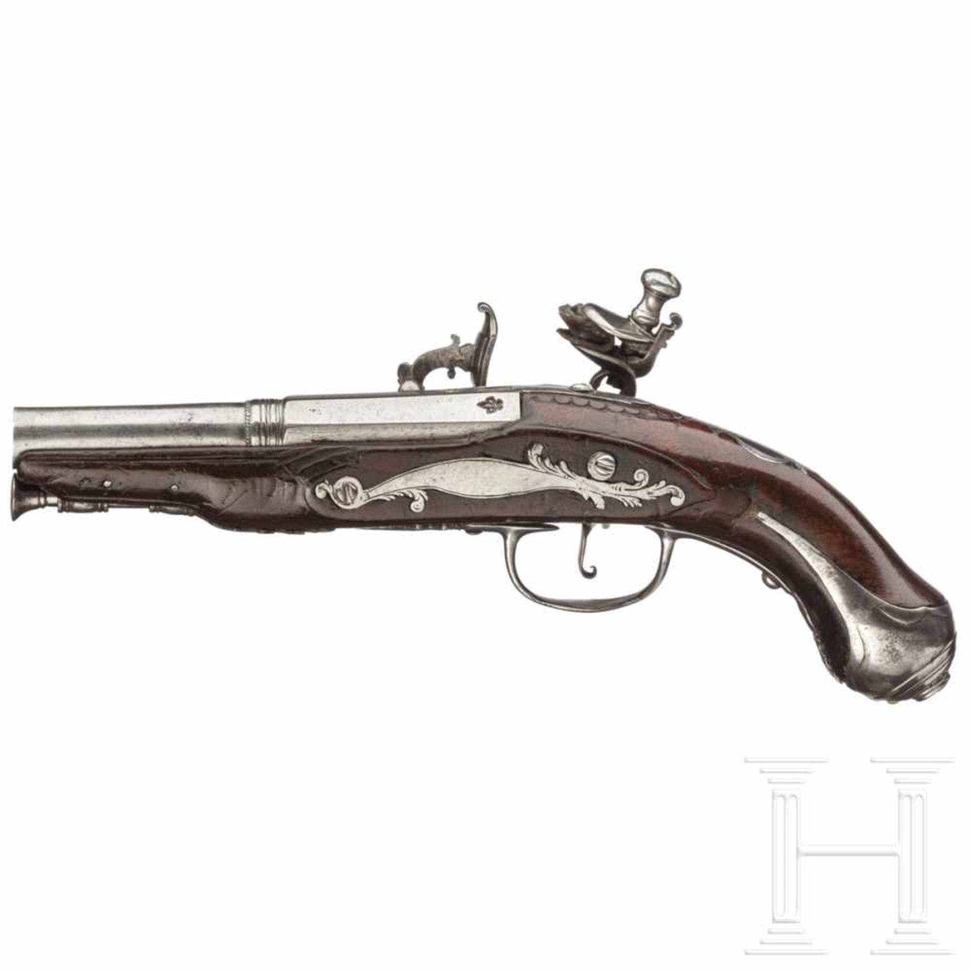 An Italian snaphauncelockpistol "alla fiorentina", ca. 1780Oktagonaler, nach geschnittenem - Bild 2 aus 3