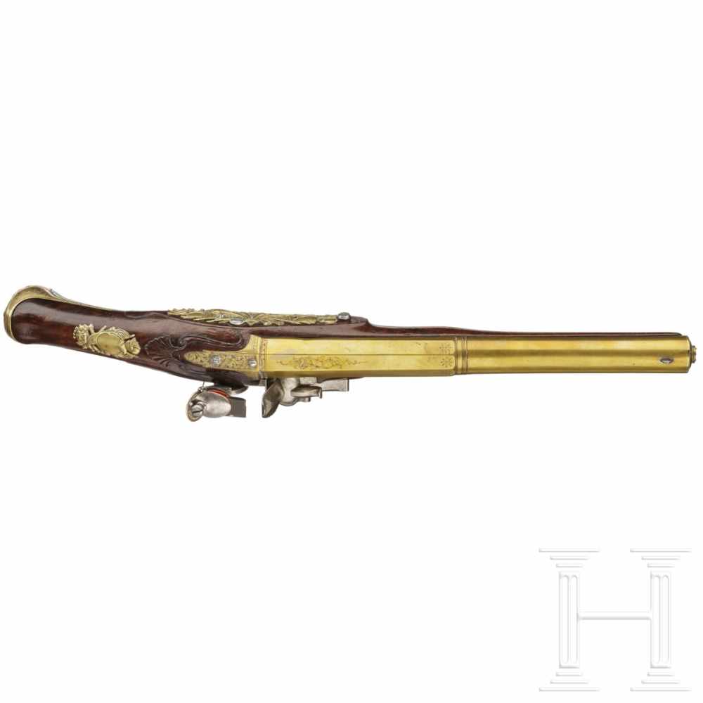 An extremely rare air pistol, designed to resemble a flintlock, Edward Bates of London, circa - Image 6 of 10