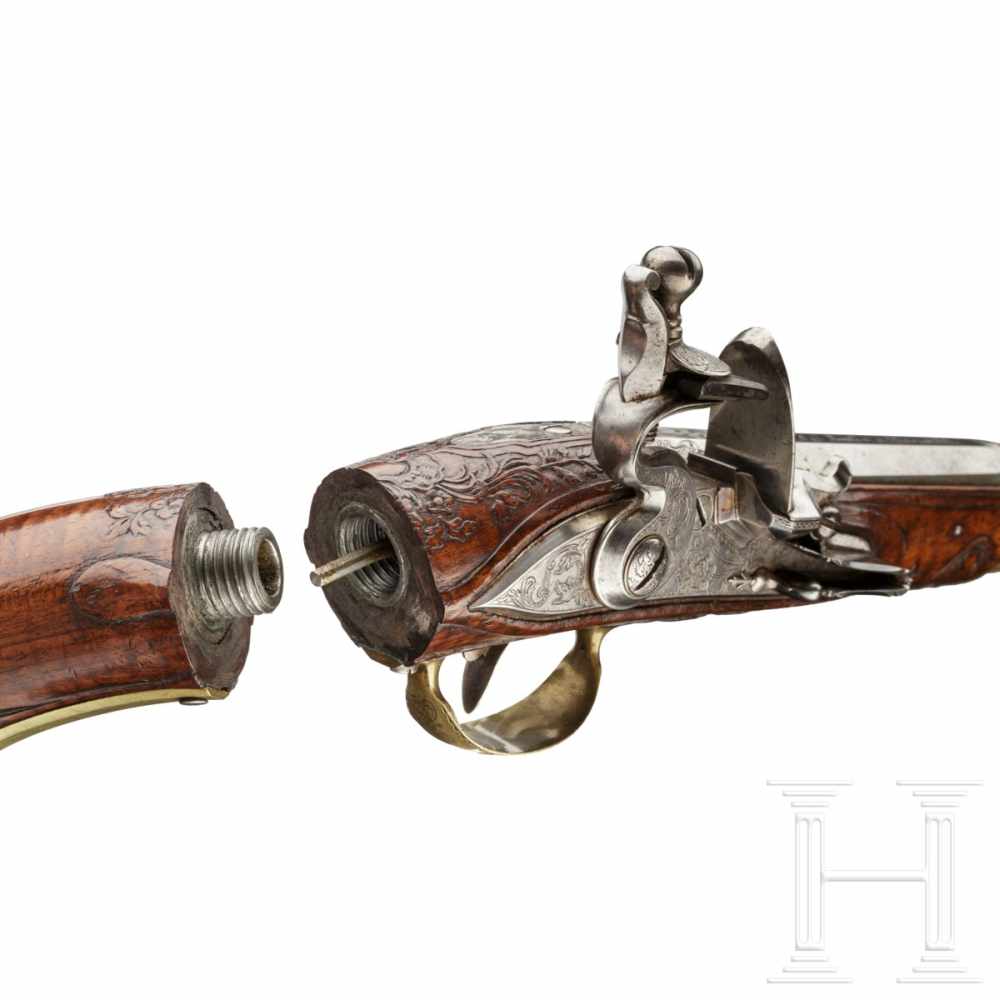 A rare pair of air pistols, designed to resemble a flintlock, Friedrich Jacob Bosler of Darmstadt, - Image 9 of 10