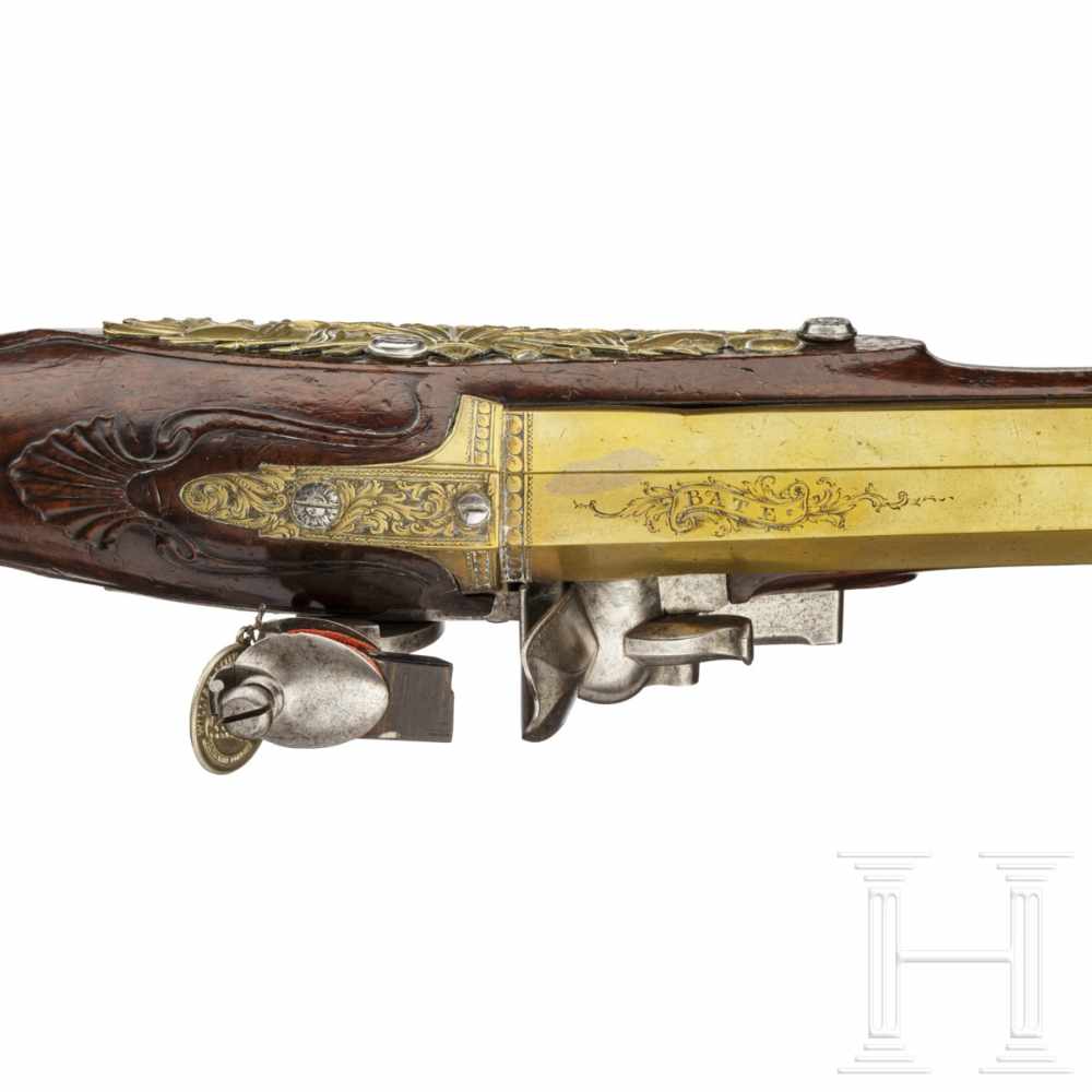 An extremely rare air pistol, designed to resemble a flintlock, Edward Bates of London, circa - Image 9 of 10