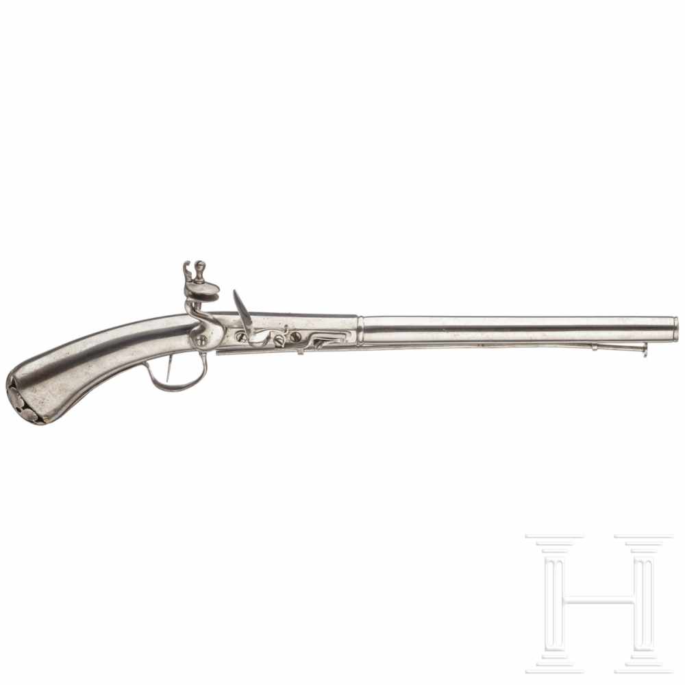 A German or Dutch all-metal flintlock pistol, circa 1640/50Two-stage smooth-bore barrel, octagonal - Image 2 of 7