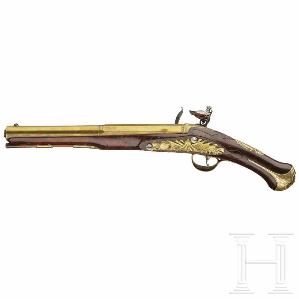 An extremely rare air pistol, designed to resemble a flintlock, Edward Bates of London, circa - Image 3 of 10